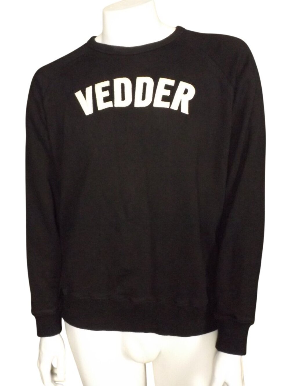 EDDIE VEDDER Sweatshirt, L, Black, Cloth lettering "Vedder", EV, 2 sides, Cotton
